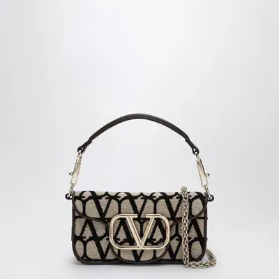 Valentino Garavani Small Locò Bag In Toile Iconographe Beige/black In Neutrals