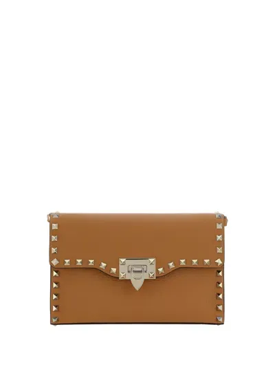 Valentino Garavani Small Rockstud Shoulder Bag In Almond Beige