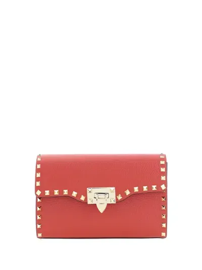 Valentino Garavani Small Rockstud Shoulder Bag In Rossov