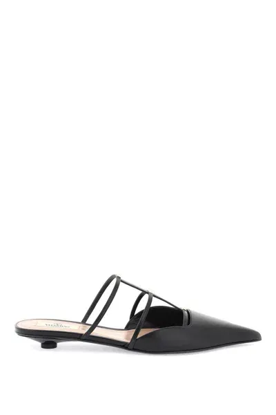 Valentino Garavani Smooth Leather Rockstud Wispy Mules In Black