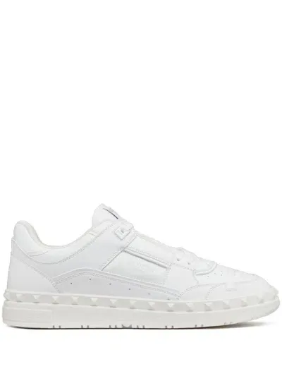 Valentino Garavani Low-top Leather Sneakers With Iconic Studs In White