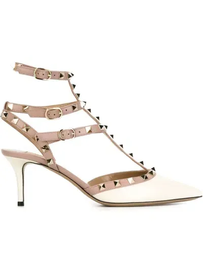 Valentino Garavani Rockstdu Leather Pumps In Neutrals