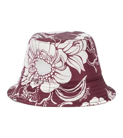 Valentino Garavani Street Flowers Silk Bucket Hat In Red