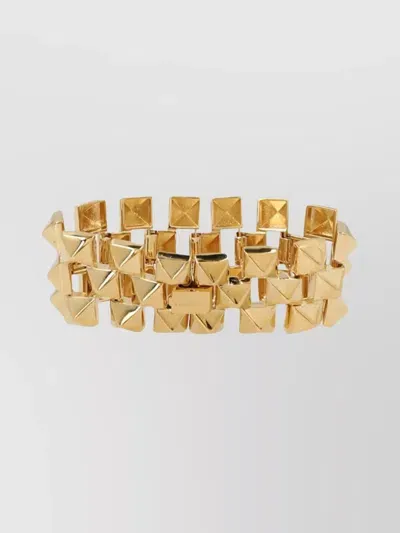 Valentino Garavani Studded Pyramid Studs Bracelet With Adjustable Length In Gold