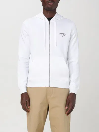 Valentino Logo-print Zip-up Hoodie In White