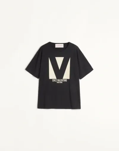 Valentino T-shirt Aus Jersey Aus Baumwolle Mit Chez Print Frau Schwarz Xs In Black