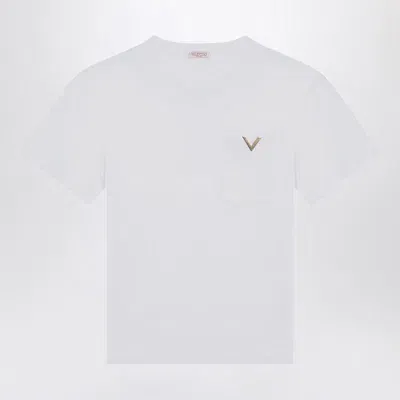 Valentino T-shirt With Metallic V In White