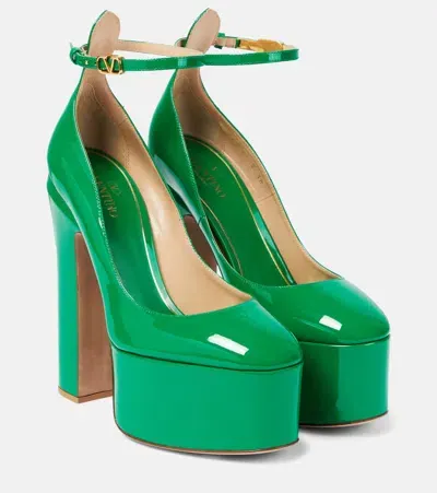 Valentino Garavani Tan-go 155 Leather Platform Pumps In Green