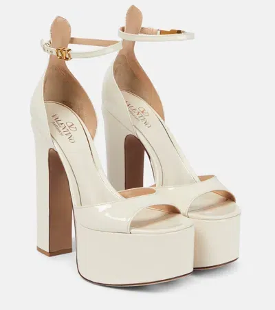 Valentino Garavani Tan-go 155 Patent Leather Platform Sandals In White