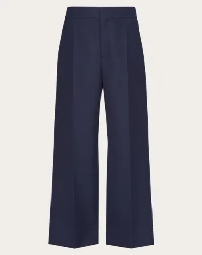 Valentino Pantalon En Laine Technique Homme Bleu Marine 54