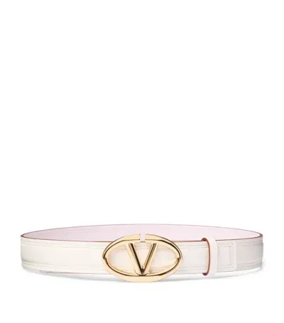 Valentino Garavani The Bold Edition Vlogo Belt In Ivory