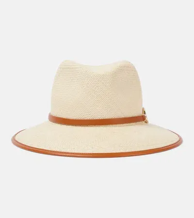 Valentino Garavani The Bold Edition Vlogo Straw Fedora In Neutrals