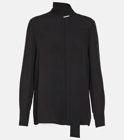 Valentino Tie-neck Silk Georgette Blouse In Black