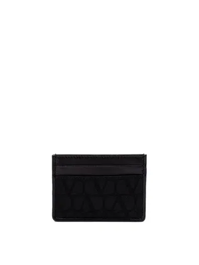 Valentino Garavani Toile Iconographe Card Holder In Black