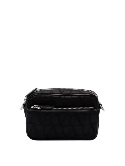 Valentino Garavani Toile Iconographe Crossbody Bag In Black