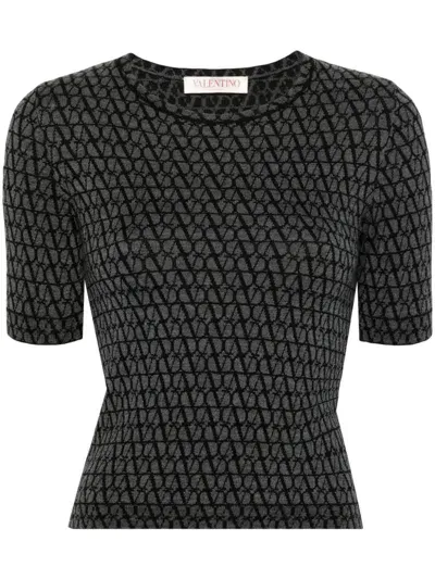 Valentino Toile Iconographe Knitted Top In Grey