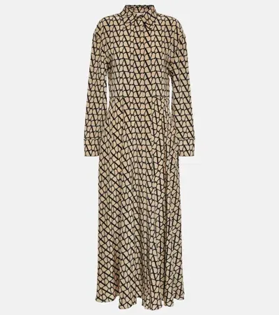 Valentino Toile Iconographe Silk Maxi Dress In Beige