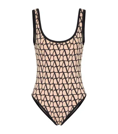 Valentino Toile Iconographe Swimsuit In Brown