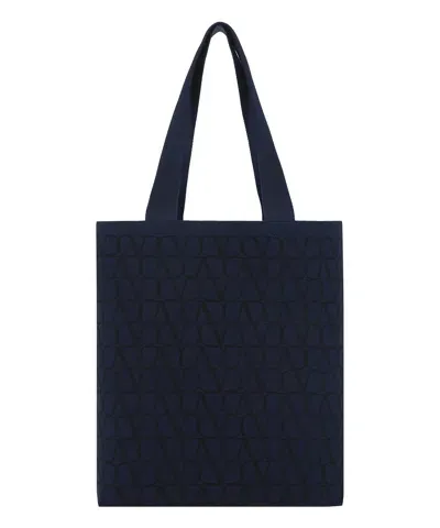 Valentino Garavani Toile Iconographe Tote Bag In Blue