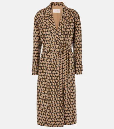 Valentino Toile Iconographe Wool And Silk Coat In Braun