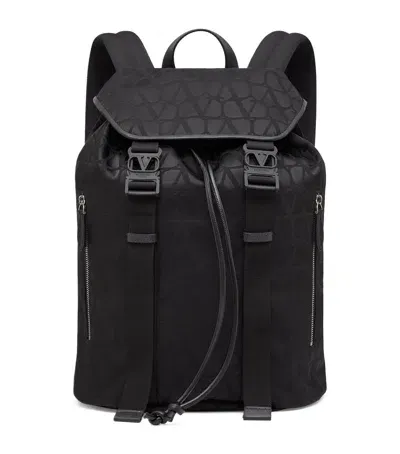 Valentino Garavani Toile Iconographie Backpack In Black