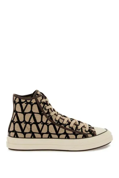 Valentino Garavani Totaloop Toile Iconographe High-top Sneakers In Neutrals