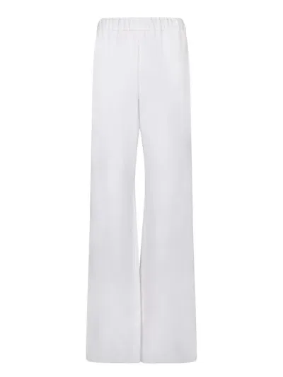 Valentino Wide-leg Cady-texture Silk Trousers In White