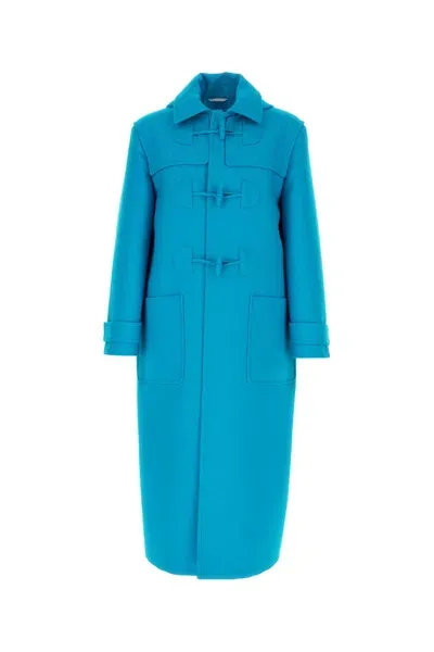 Valentino Turquoise Wool Blend Montgomery In Blue