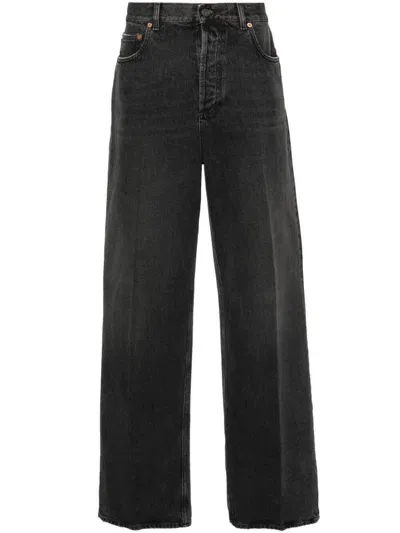 Valentino V-logo Straight-leg Jeans In Black