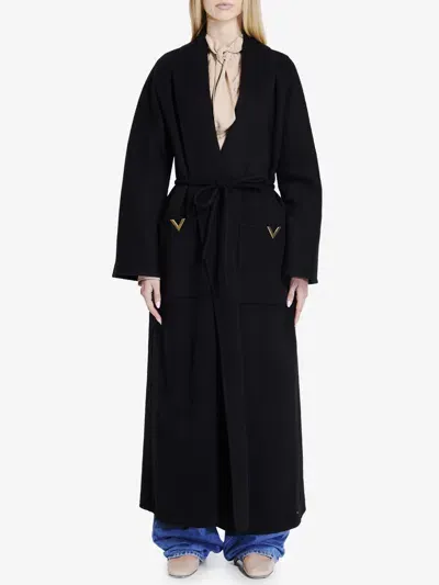 Valentino V Gold Coat In Black