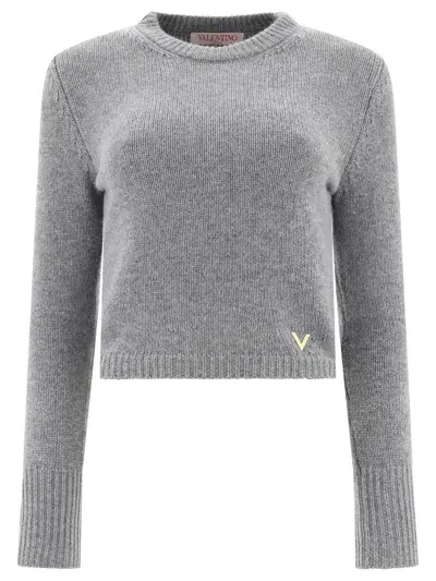 Valentino V Gold Sweater In Grey