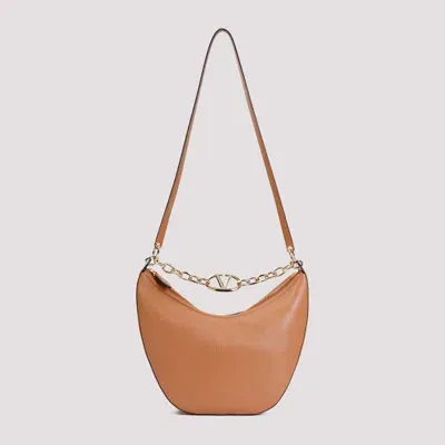 Valentino Garavani V Logo Moon Medium Hobo Bag In Beige