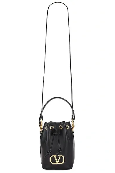 Valentino Garavani V Logo Signature Mini Bucket Bag In Nero