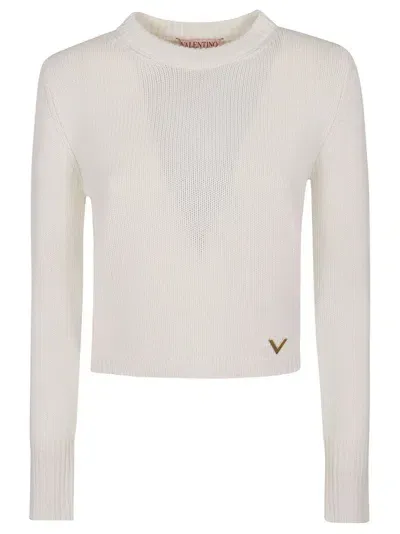 Valentino Vgold Crewneck Long In White