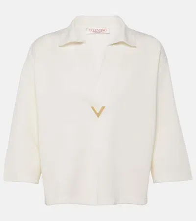 Valentino Vgold Cropped Wool Top In Weiss