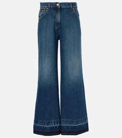 Valentino Vgold High-rise Flared Jeans In Blau