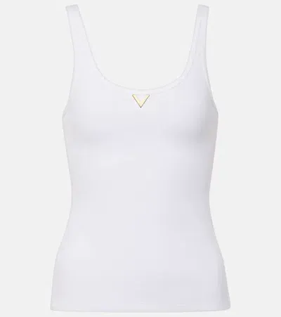 Valentino Vgold Ribbed-knit Jersey Tank Top In White