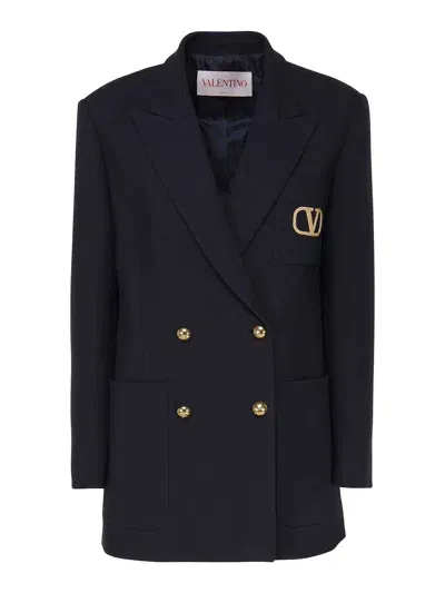 Valentino Virgin Wool Blazer In Azul