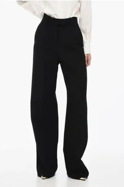 Valentino Virgin Wool Blend Straight Fit Pants In Black