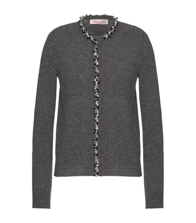 Valentino Virgin Wool Cardigan In Grey