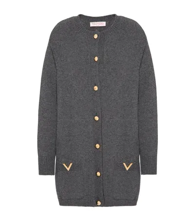 Valentino Virgin Wool Oversized Cardigan In Grey