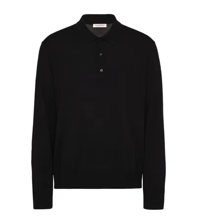 Valentino Virgin Wool Polo Shirt In Black