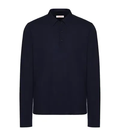 Valentino Virgin Wool Polo Shirt In Blue