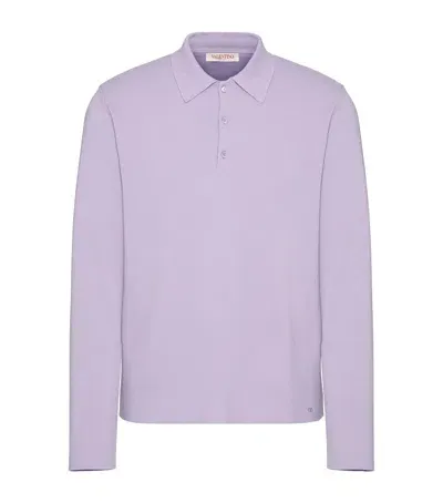 Valentino Virgin Wool Polo Shirt In Purple