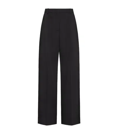 Valentino Virgin Wool Wide-leg Tailored Trousers In Black