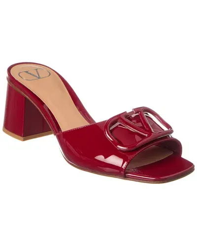 Valentino Garavani Women's Patent Leather Block Heel Slide Sandals In Red