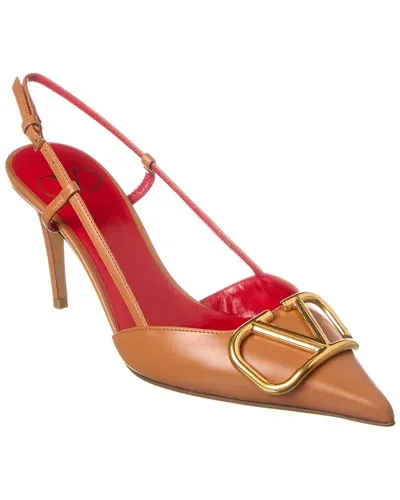 Valentino Garavani Vlogo Signature Calfskin Slingback Pump 80mm Woman Almond 42