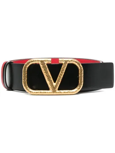 Valentino Garavani Vlogo Buckle Belt In Black