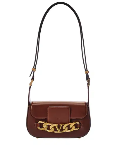 Valentino Garavani Valentino Vlogo Chain Small Leather Shoulder Bag In Brown