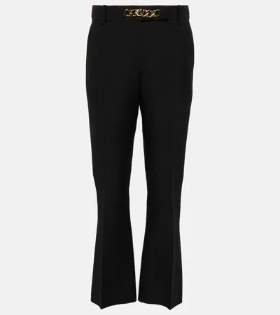 Valentino Vlogo Chain Wool And Silk Pants In Black